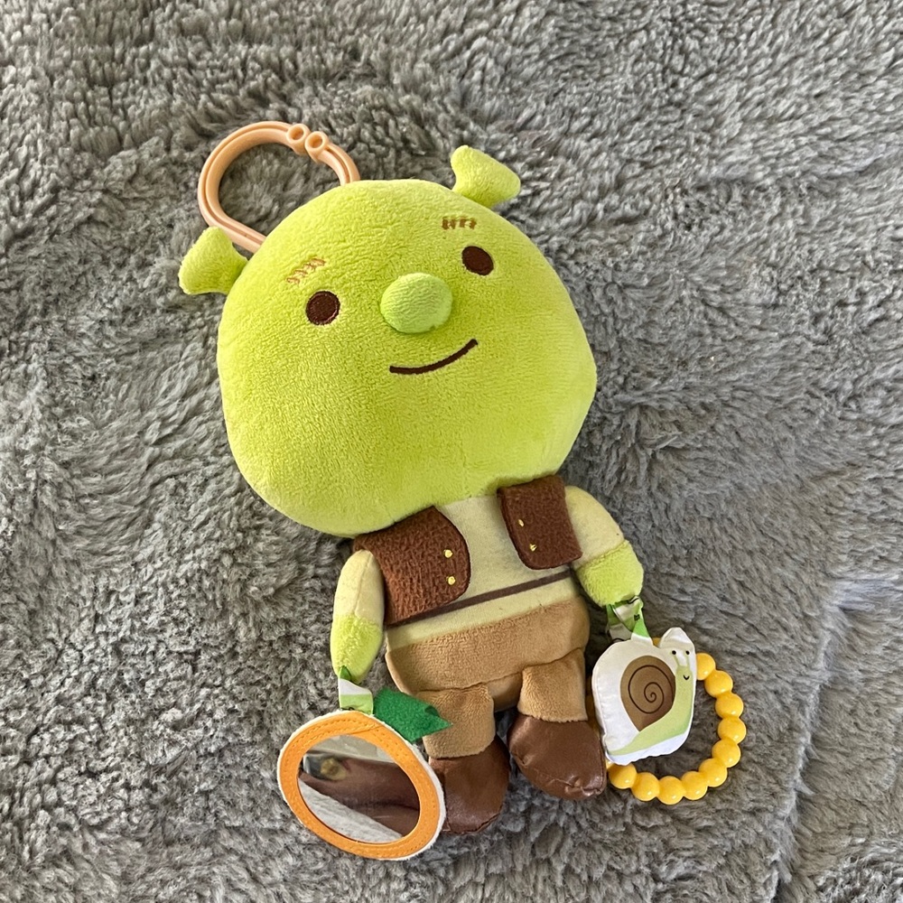 Shrek Baby Toy Plush Clip-On Rattle Mirror Onion Snail Toy